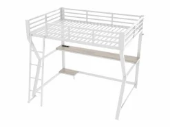 Online Cama alta 90x200cm con LED y enchufes - escritorio + escalera - Cama Alta