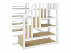 Clearance Cama altillo de metal 140x200cm - con escritorio y compartimentos de almacenamiento - con luz LED y puerto USB - MDF - (colchón no incluido) Cama Alta|Cama Infantil