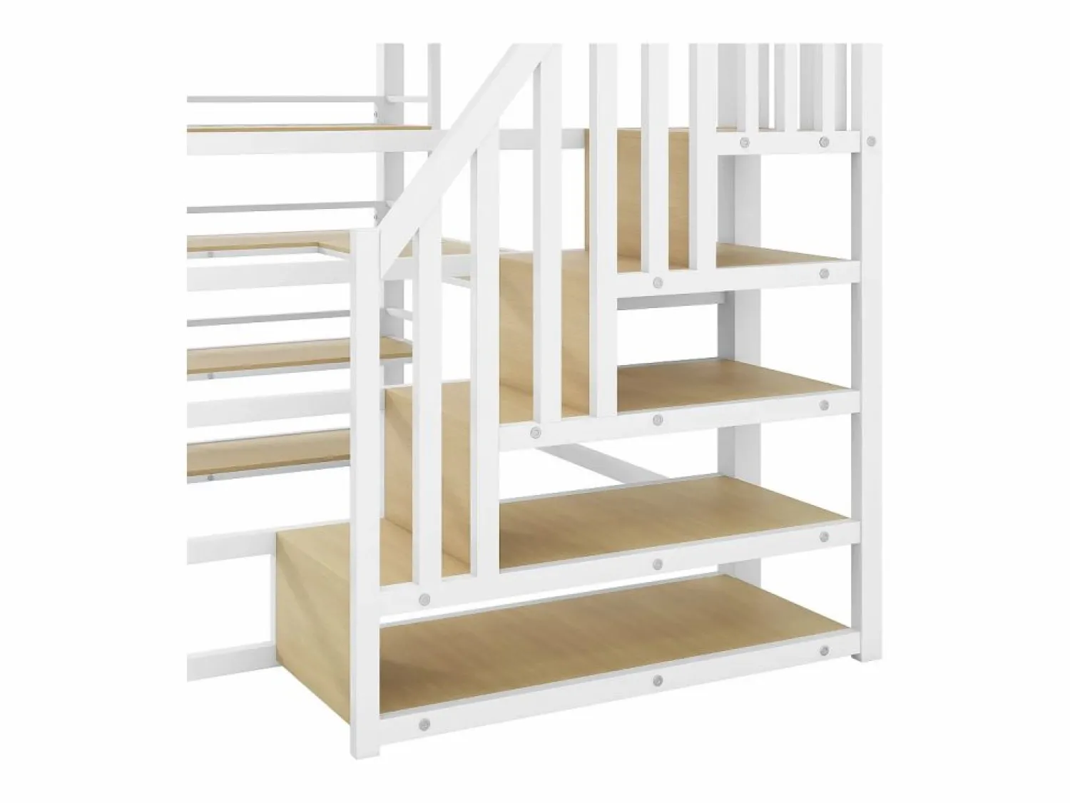 Clearance Cama altillo de metal 140x200cm - con escritorio y compartimentos de almacenamiento - con luz LED y puerto USB - MDF - (colchón no incluido) Cama Alta|Cama Infantil