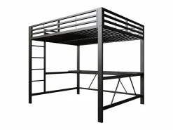 Discount Cama altillo de metal 160x200cm - con escritorio - con iluminación LED y puerto de carga USB - (sin colchón) Cama Alta|Cama Infantil