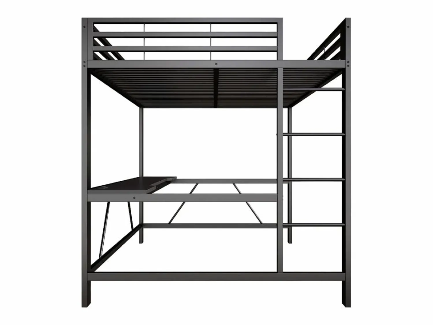 Discount Cama altillo de metal 160x200cm - con escritorio - con iluminación LED y puerto de carga USB - (sin colchón) Cama Alta|Cama Infantil
