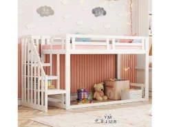 Online Cama altillo infantil 90×200 cm - con escalera y somier de láminas - Cama Alta