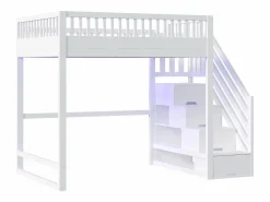 Sale Cama altillo 140x200 cm - con escalera de seguridad - con barreras de seguridad - equipado de luces LED - ​ (colchón no incluido) Cama Alta