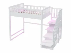 Sale Cama altillo 140x200 cm - con escalera de seguridad - con barreras de seguridad - equipado de luces LED - ​ (colchón no incluido) Cama Alta