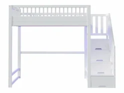 Sale Cama altillo 140x200 cm - con escalera de seguridad - con barreras de seguridad - equipado de luces LED - ​ (colchón no incluido) Cama Alta