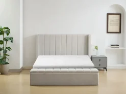 New Vente-unique Cama arcón 160 x 200 cm con banco en tela color + colchón - DOUINO Beige