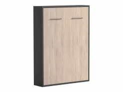 Vente-unique Cama armario abatible vertical 140 x 200 cm natural y antracita - MALINA II
