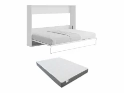 Vente-unique Cama armario batiente horizontal de 140 x 200 cm en con colchón - MALINA II