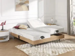 New Cama articulada eléctrica roble LYSIS III motor OKIN 2x90x200 cm Cama Articulada