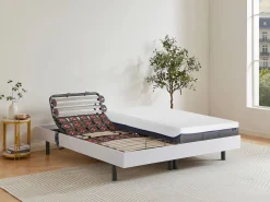 Ysmée Cama articulada eléctrica somier colchón de muelles 5 zonas 2 x 70 x 190 cm beige ANTALISA