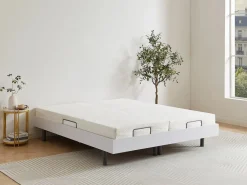 Cama articulada eléctrica colchón de espuma con memoria de forma 2 x 80 x 200 cm gris SASORA Somier Relax