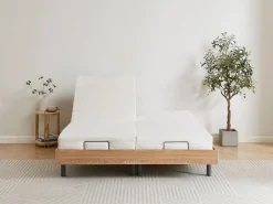 Outlet Cama articulada eléctrica somier colchón memoria de forma 2 x 80 x 200 cm beige SASORA Somier Relax
