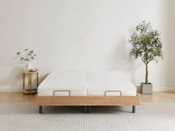 Outlet Cama articulada eléctrica somier colchón memoria de forma 2 x 80 x 200 cm beige SASORA Somier Relax