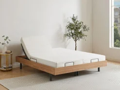 Hot Ysmée Cama articulada eléctrica somier colchón memoria de forma 2 x 90 x 200 cm beige SASORA Color natural claro