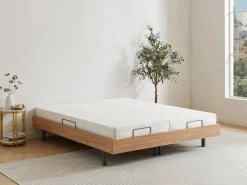 Hot Ysmée Cama articulada eléctrica somier colchón memoria de forma 2 x 90 x 200 cm beige SASORA Color natural claro