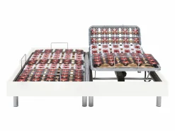 Outlet Cama articulada eléctrica somier colchón memoria de forma 2 x 70 x 190 cm gris SASORA Somier Relax