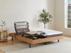 Ysmée Cama articulada eléctrica somier colchón de muelles 5 zonas 2 x 90 x 200 cm beige ANTALISA