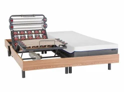 Ysmée Cama articulada eléctrica somier colchón de muelles 5 zonas 2 x 90 x 200 cm beige ANTALISA