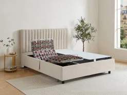 Outlet Ysmée Cama articulada eléctrica somier colchón de muelles 5 zonas 2 x 80 x 200 cm ANTALISA Beige