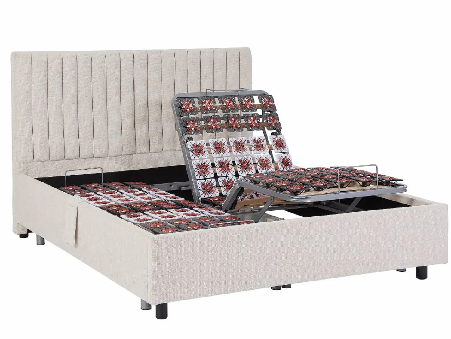 Outlet Ysmée Cama articulada eléctrica somier colchón de muelles 5 zonas 2 x 80 x 200 cm ANTALISA Beige