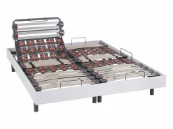 Ysmée Cama articulada eléctrica somier colchón memoria de forma 2 x 90 x 200 cm gris EREGA