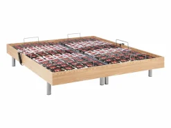 Discount Cama articulada eléctrica somier colchón látex 3 zonas 2 x 80 x 200 cm tela beige JOFAR Cama Articulada