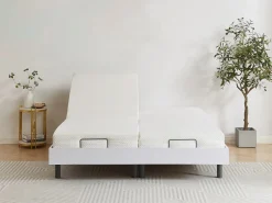 Online Ysmée Cama articulada eléctrica somier colchón memoria de forma 2 x 90 x 200 cm gris SASORA Blanco