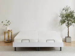 Online Ysmée Cama articulada eléctrica somier colchón memoria de forma 2 x 90 x 200 cm gris SASORA Blanco