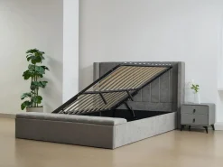 New Cama baúl 140 x 190 cm con banco de tela en color - DOUINO Cama Con Canapé