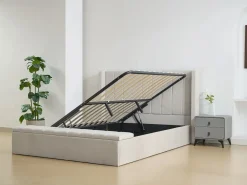 Outlet Vente-unique Cama baúl 140 x 190 cm con banco de tela en color - DOUINO Beige