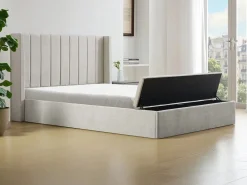 Outlet Vente-unique Cama baúl 140 x 190 cm con banco de tela en color - DOUINO Beige