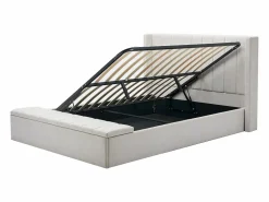 Outlet Vente-unique Cama baúl 140 x 190 cm con banco de tela en color - DOUINO Beige