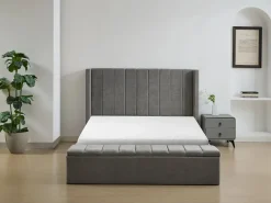 Vente-unique Cama baúl 160 x 200 cm con banco en tela color - DOUINO