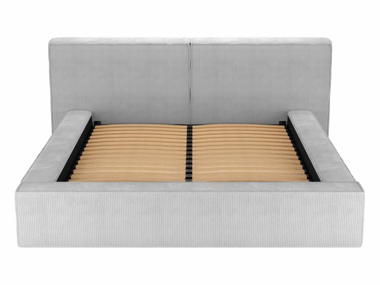 Hot Vente-unique Cama baúl 200 x 200 cm en terciopelo acanalado - TIMANO Gris claro