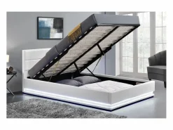 Discount Concept-Usine Cama blanca con caja de almacenaje y LED 160X200 NEW YORK Blanco