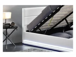 Discount Concept-Usine Cama blanca con caja de almacenaje y LED 160X200 NEW YORK Blanco