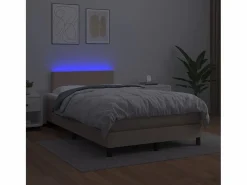 Hot Clicnbuy Cama box spring colchón LED cuero sintético capuchino 120x190cm