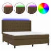 Clearance Cama box spring colchón luces LED tela marrón oscuro 180x200cm Somier - 180X200Cm