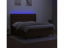 Clearance Cama box spring colchón luces LED tela marrón oscuro 180x200cm Somier - 180X200Cm