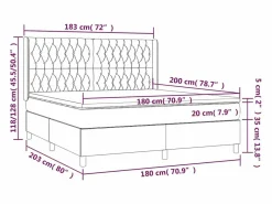 Clearance Cama box spring colchón luces LED tela marrón oscuro 180x200cm Somier - 180X200Cm