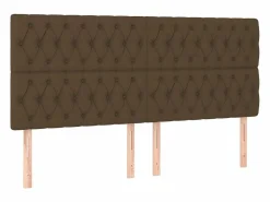Clicnbuy Cama box spring colchón luces LED tela marrón oscuro 180x200cm
