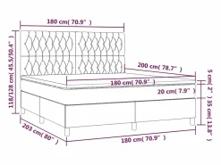 Clicnbuy Cama box spring colchón luces LED tela marrón oscuro 180x200cm