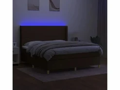 Online Cama box spring colchón luces LED tela marrón oscuro 160x200cm Somier - 160X200Cm
