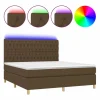 Best Clicnbuy Cama box spring colchón luces LED tela marrón oscuro 160x200cm