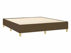 Best Clicnbuy Cama box spring colchón luces LED tela marrón oscuro 160x200cm