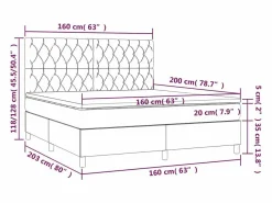 Best Clicnbuy Cama box spring colchón luces LED tela marrón oscuro 160x200cm