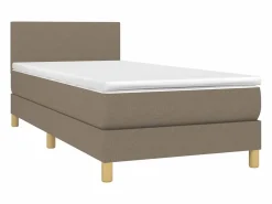 Online Cama box spring colchón y luces LED tela gris taupe 90x190 cm Somier - 90X190Cm