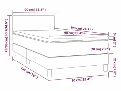 Online Cama box spring colchón y luces LED tela gris taupe 90x190 cm Somier - 90X190Cm