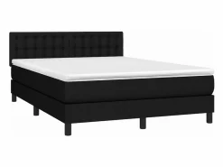 Clearance Cama box spring colchón y luces LED tela negro 140x190 cm Somier Tapizado|Somier - 140X190Cm