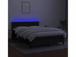 Clearance Cama box spring colchón y luces LED tela negro 140x190 cm Somier Tapizado|Somier - 140X190Cm